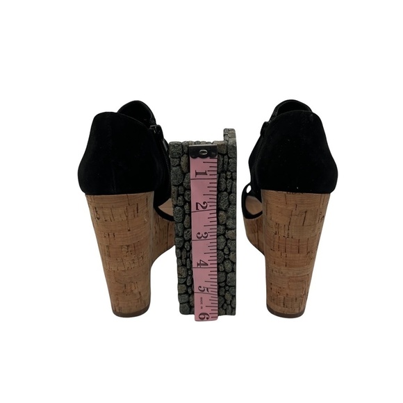 Ava & Aiden Black Suede Dakota Cork Wedge Platform Sandals Size 7 Women’s - Picture 7 of 9